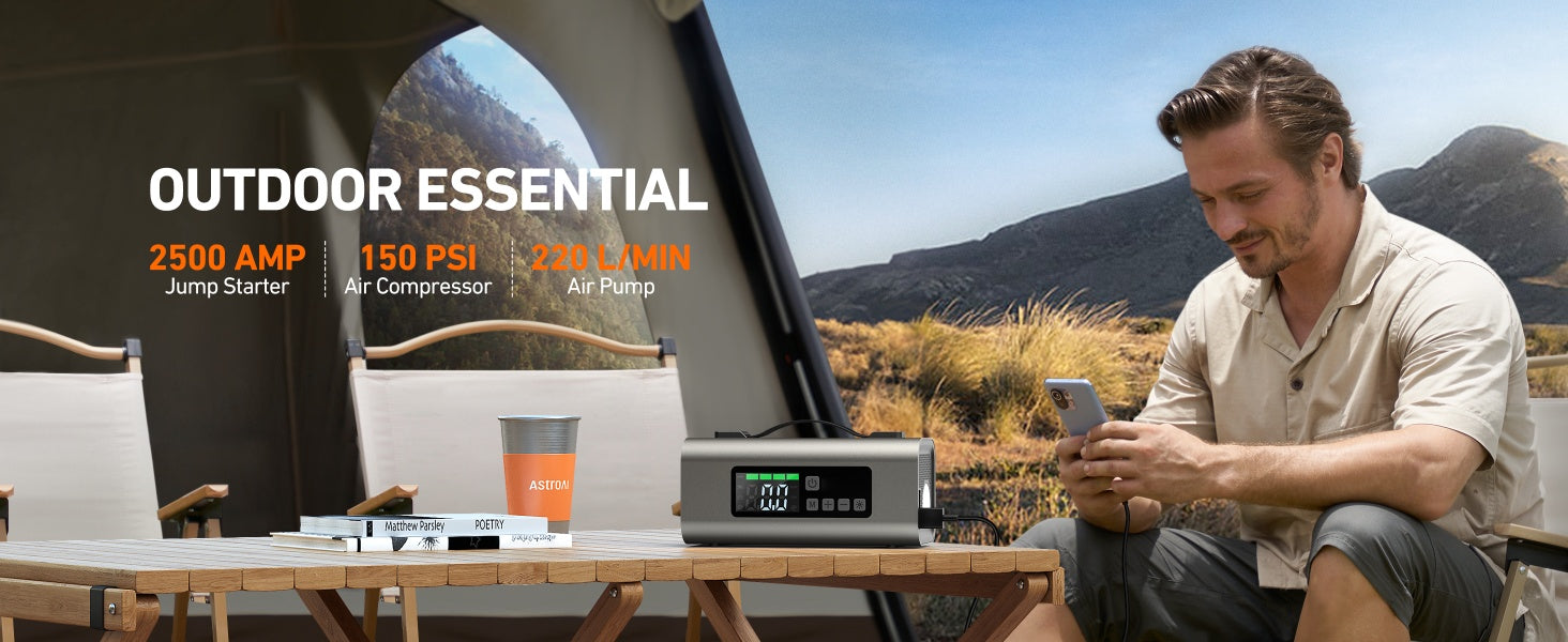 🚗 MF159 3-in-1 Jump Starter with Air Compressor & Air Pump