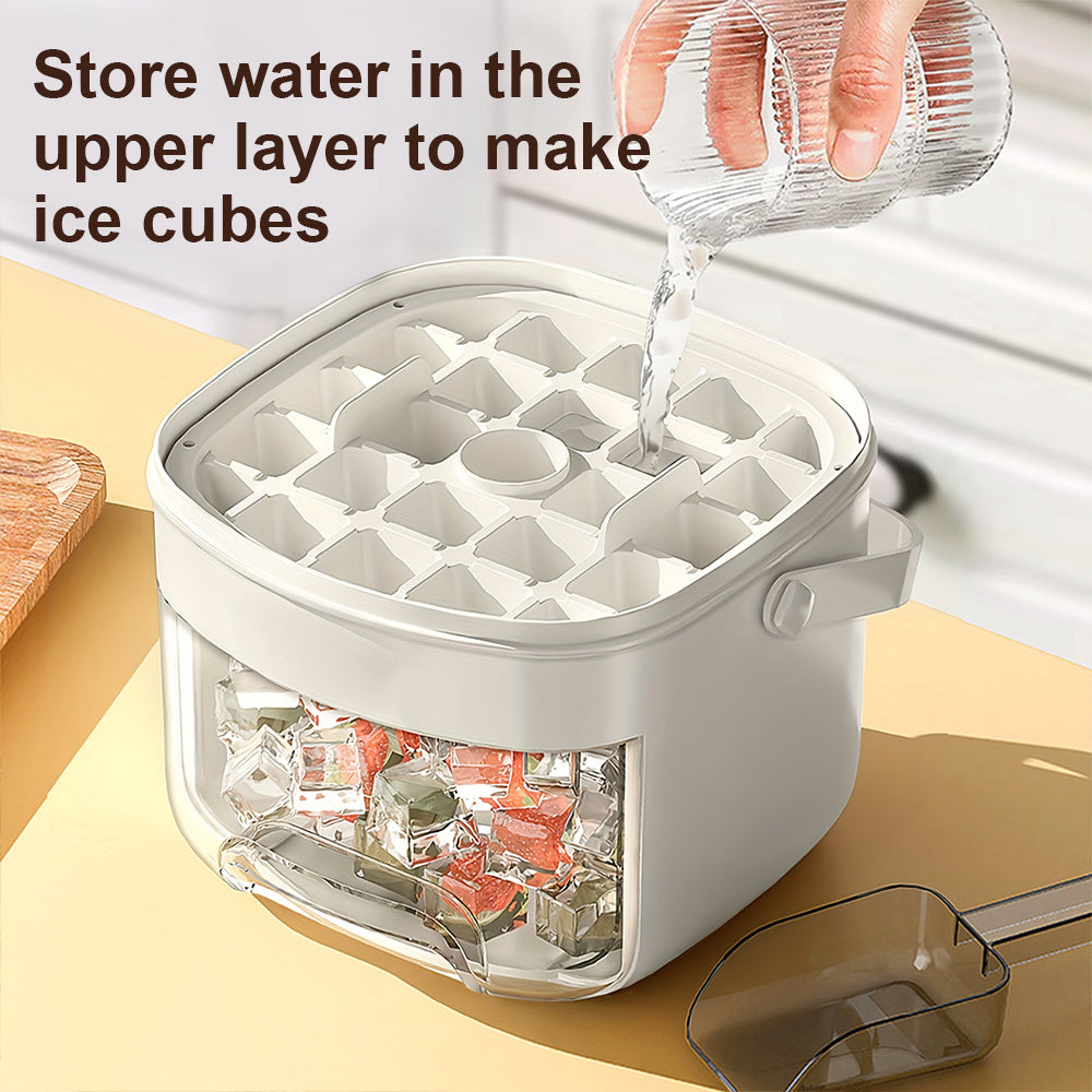 Easy-Release Ice Cube Tray with Storage Box & Scoop