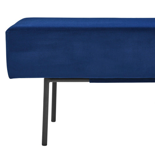 Contemporary Velvet Upholstered Bench – 45" Blue Accent Bench