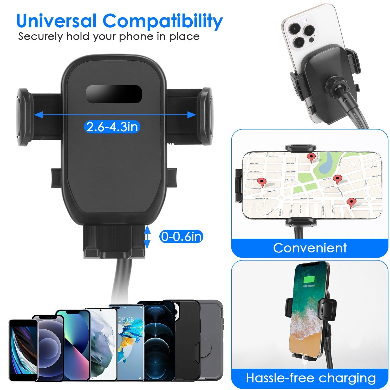 Durable 2-in-1 Car Cup & Phone Holder - Universal Fit