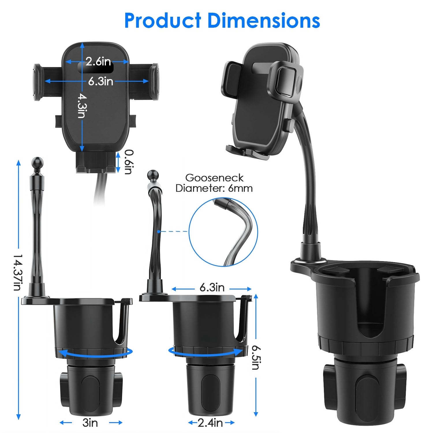 Durable 2-in-1 Car Cup & Phone Holder - Universal Fit