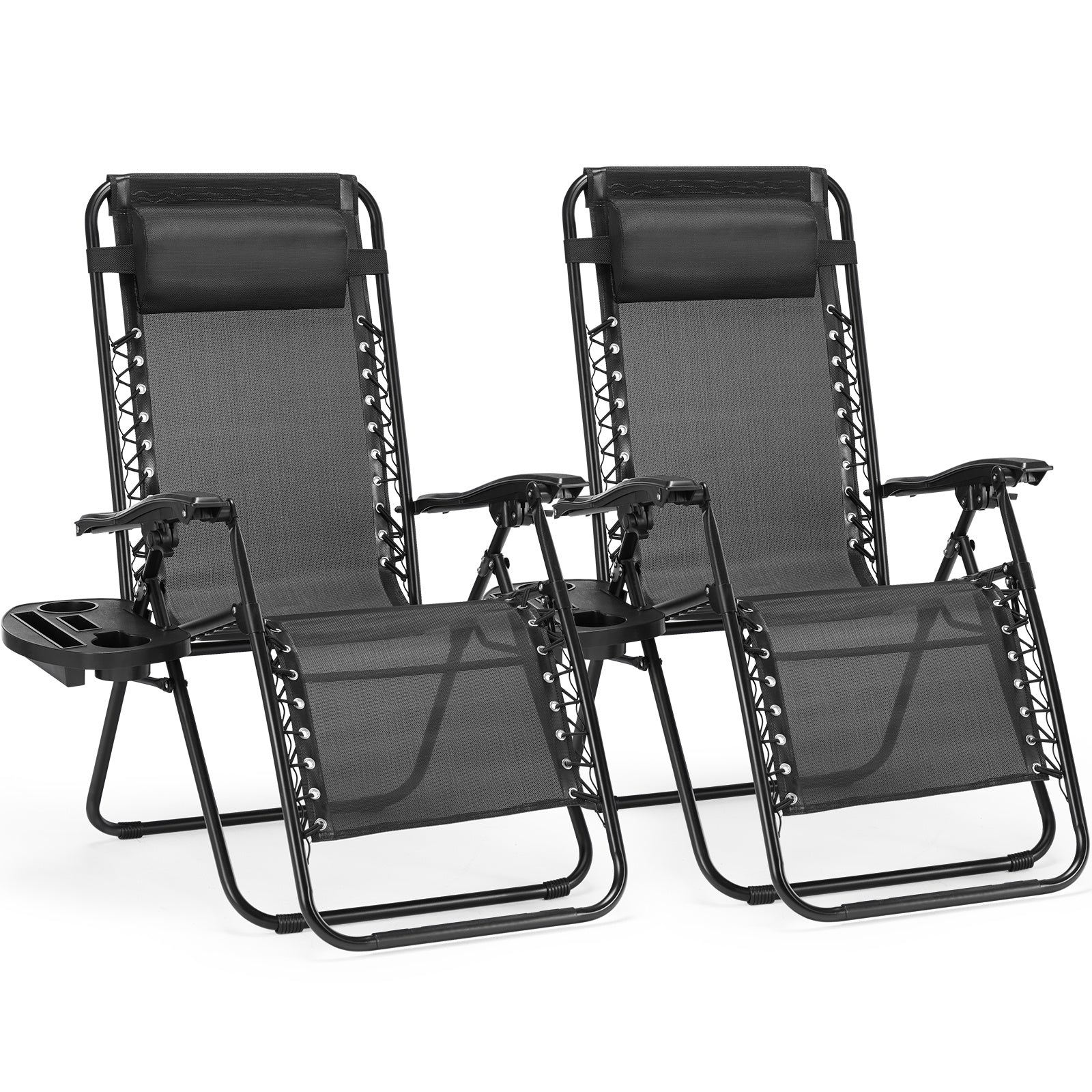 DEAL: Set of 2 Zero Gravity Lounge Chairs – Reclining with Pillow & Cup Holder