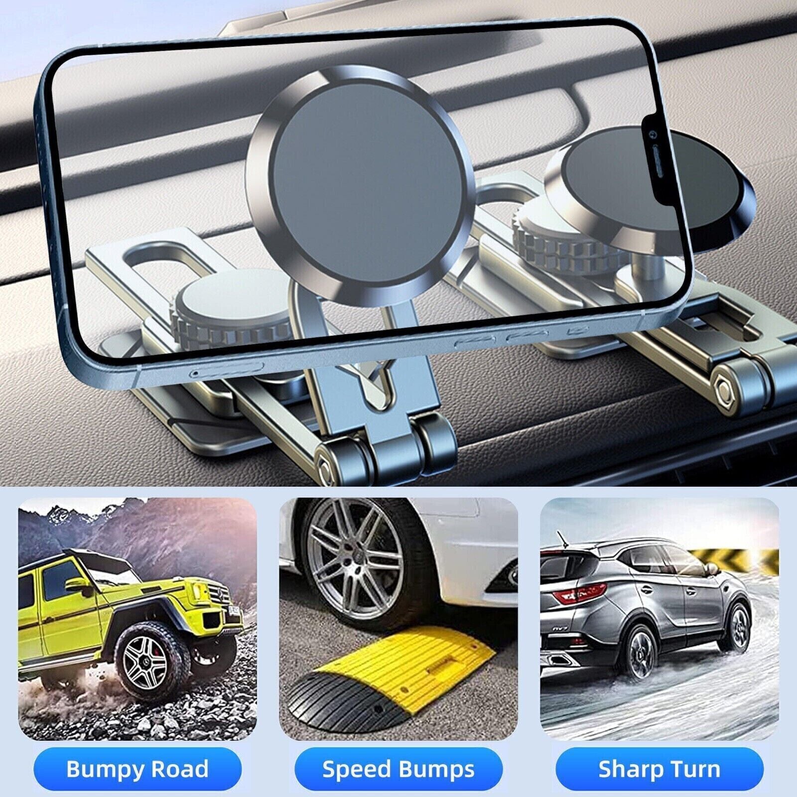 📱 Universal 360° Magnetic Car Phone Holder – Fully Adjustable Mount