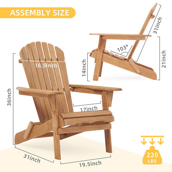 🌲 Wooden Outdoor Folding Beach Chair – 2-Piece Adirondack Set