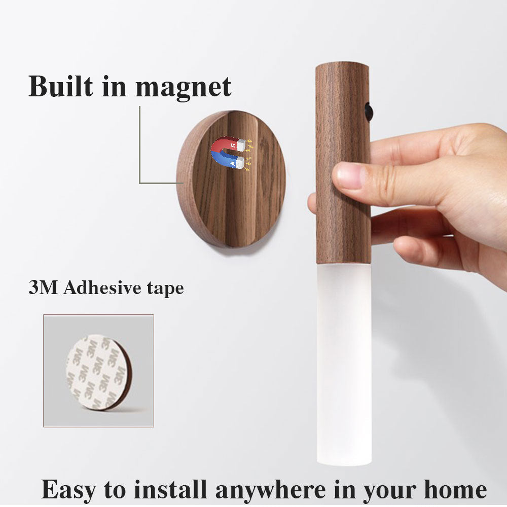 Wood Grain Wireless Motion Sensor Wall Lamp - LED & Detachable