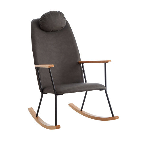 🪑 Modern Rocking Chair with Adjustable Headrest – Dark Grey | Perfect for Nursery, Bedroom, or Living Room
