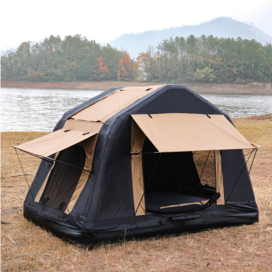 Amazing Foldable 2–3 Person Amphibious Inflatable Rooftop Tent – Khaki & Black