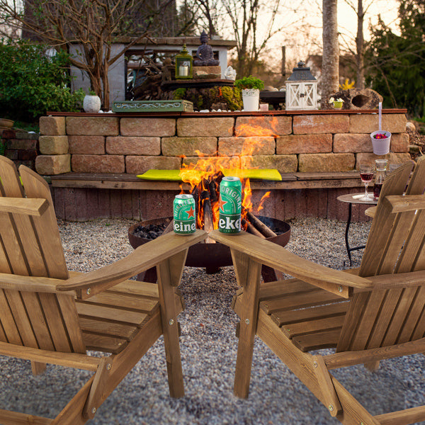 🌲 Wooden Outdoor Folding Beach Chair – 2-Piece Adirondack Set