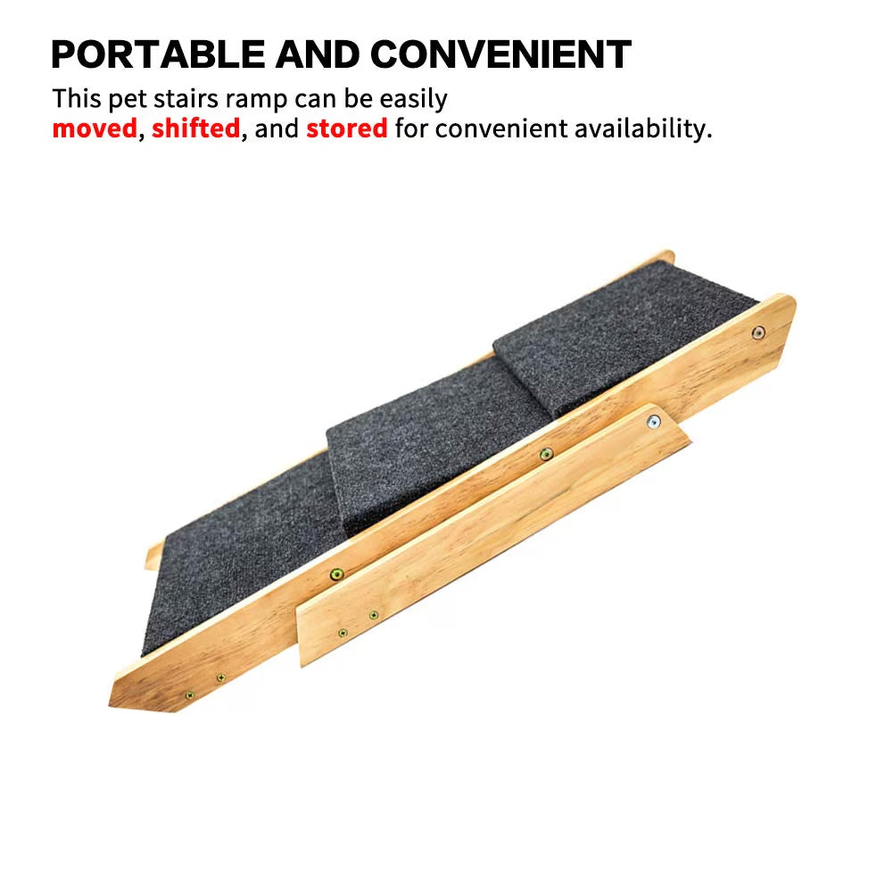 🐾 Foldable Wood Pet Stairs & Ramp – 3-Level Design