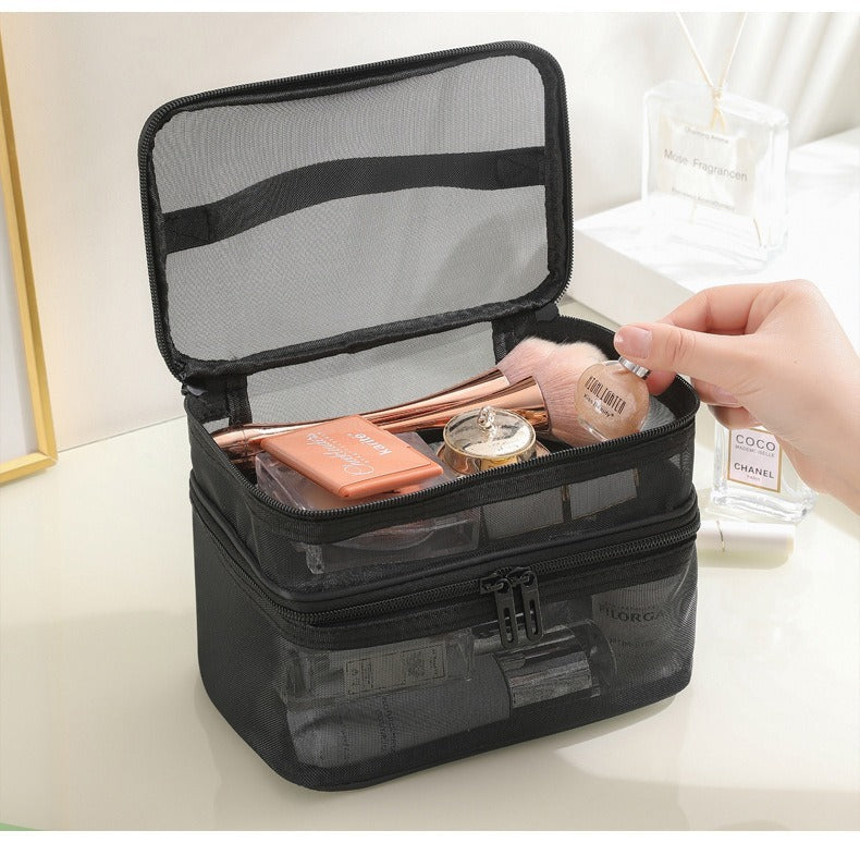 ✈️ 2PCS Double-Layer Mesh Bags - Portable Travel Organizers