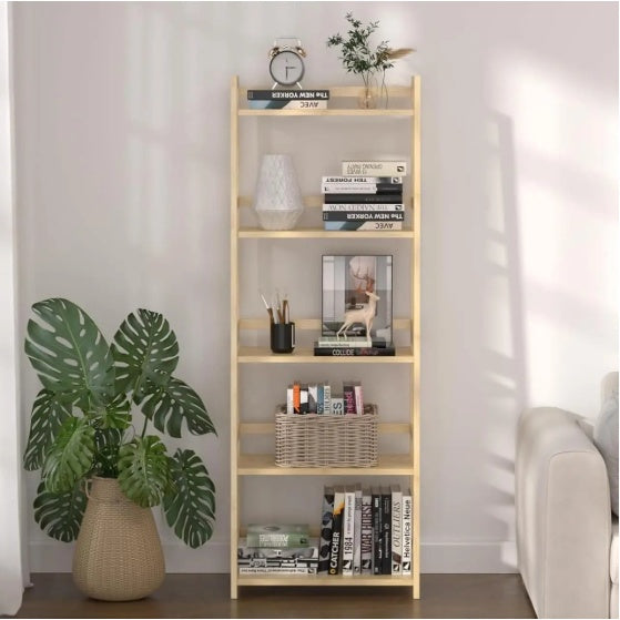 📚 5-Tier Bamboo Bookshelf – Modern, Durable & Multi-Purpose