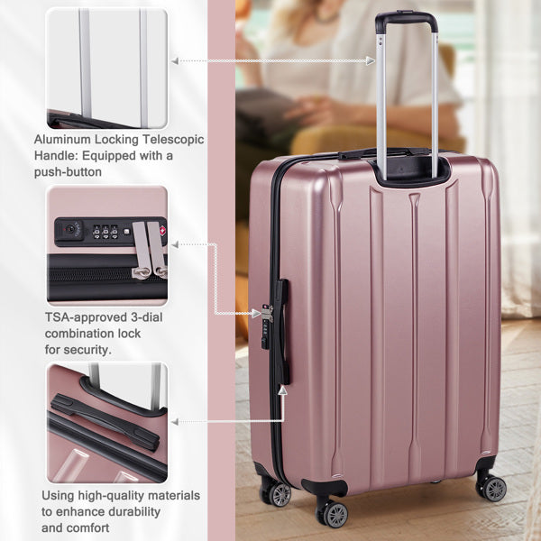 🧳 Three-in-One Vertical Striped Suitcase Set
