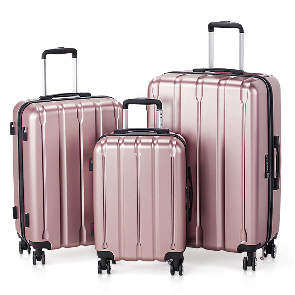 🧳 Three-in-One Vertical Striped Suitcase Set