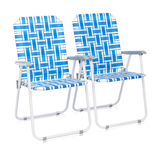 🌴 DEAL: Set of 2 Folding Beach Chairs – Blue & White Striped