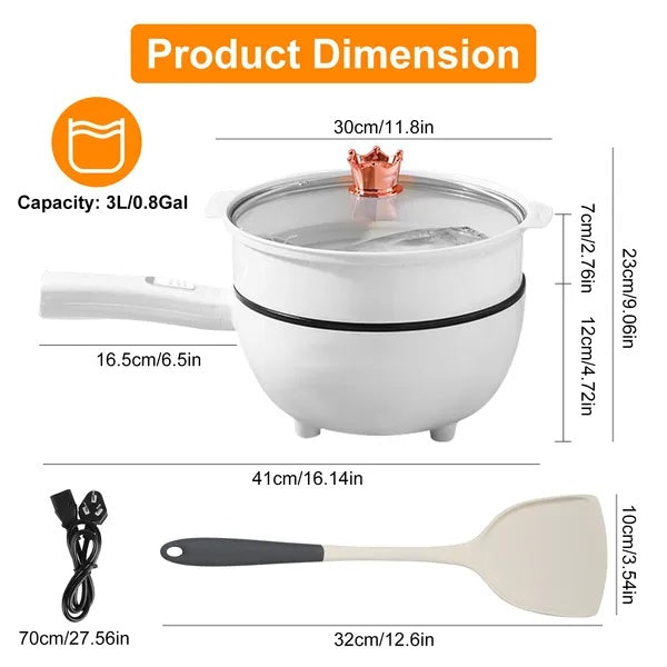 Electric Hot Pot with Steamer & Frying Pan