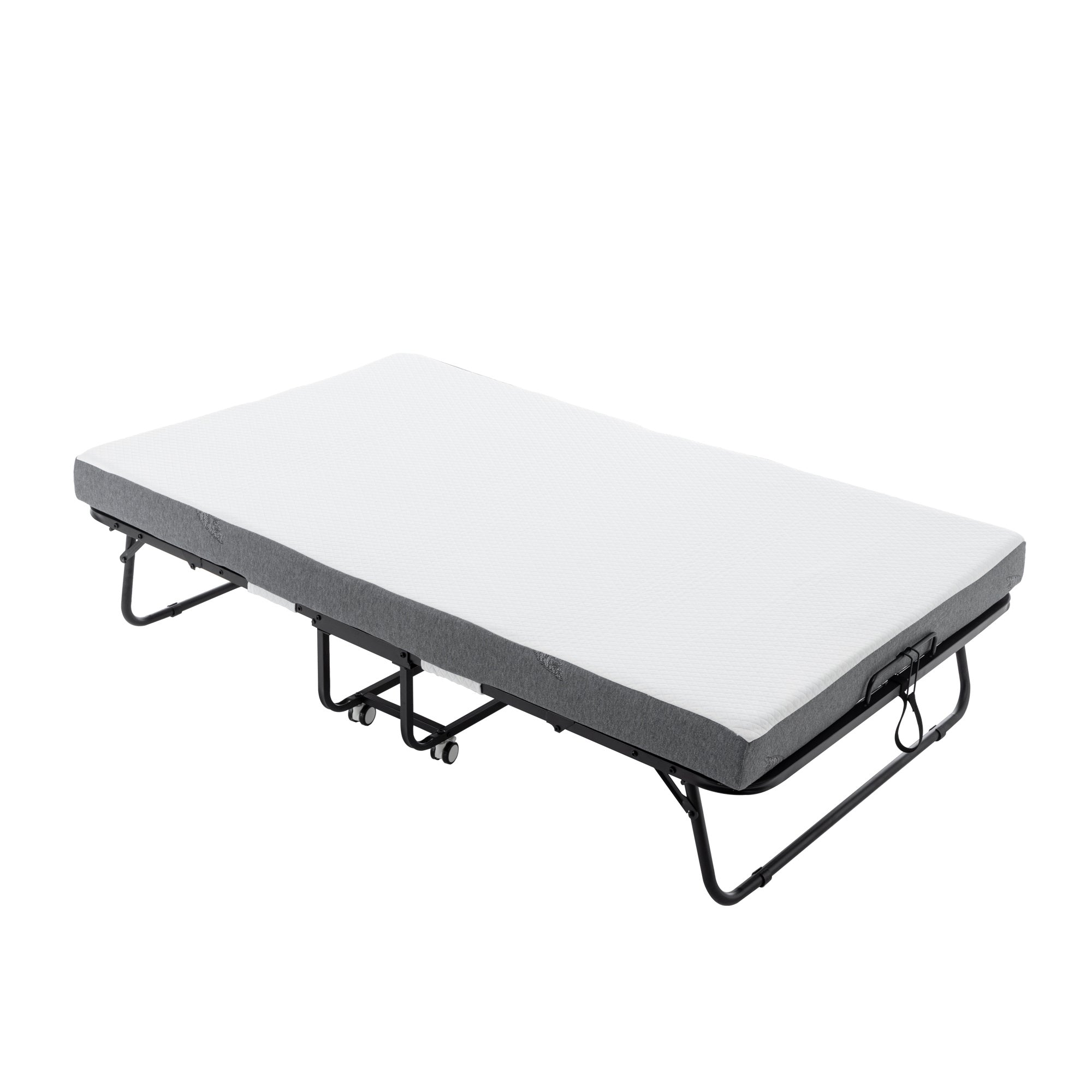 🛏️ Folding Bed Cot with Memory Foam Mattress – Space-Saving Rollaway Guest Bed