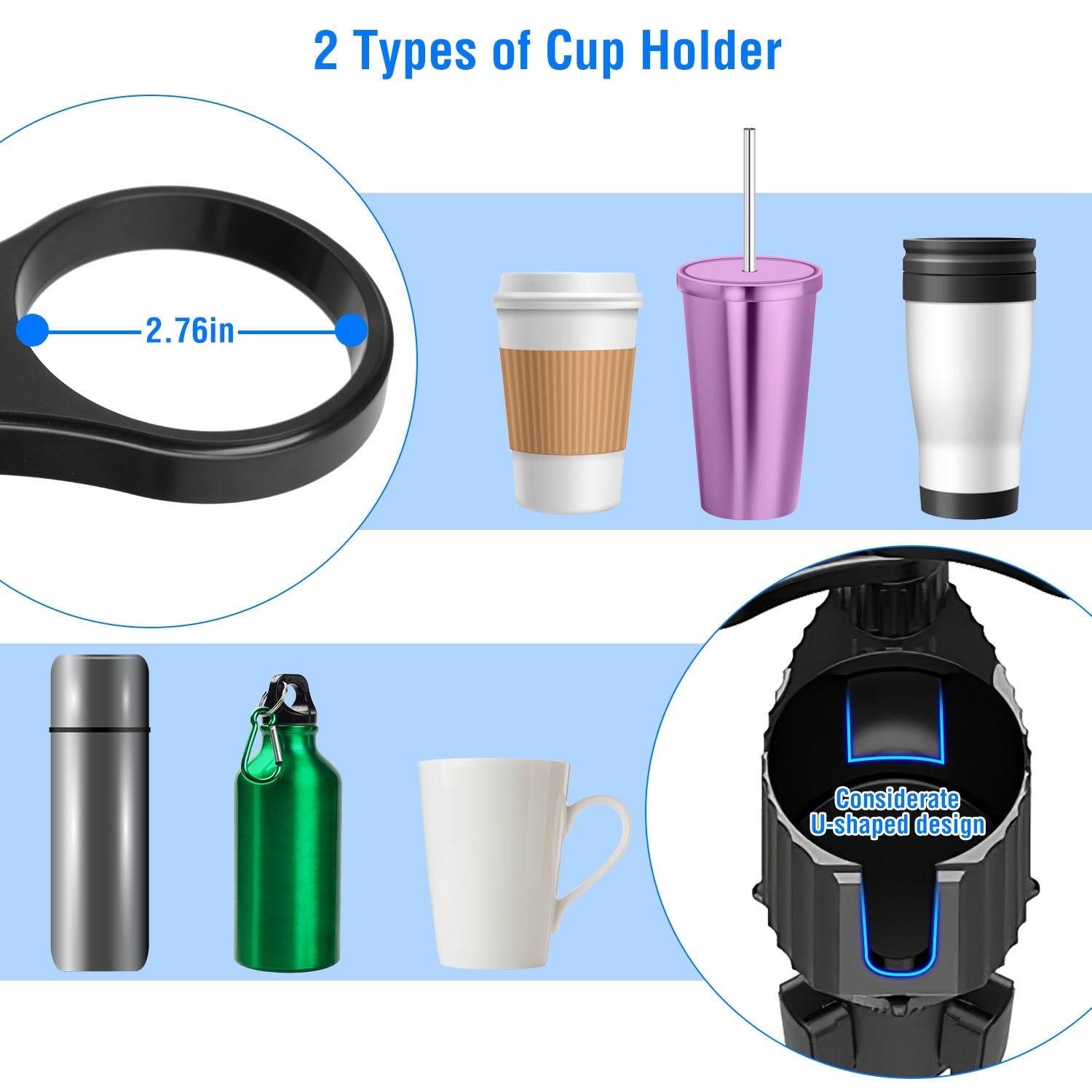Heavy Duty 4-in-1 Rotating Car Cup Holder with Tray