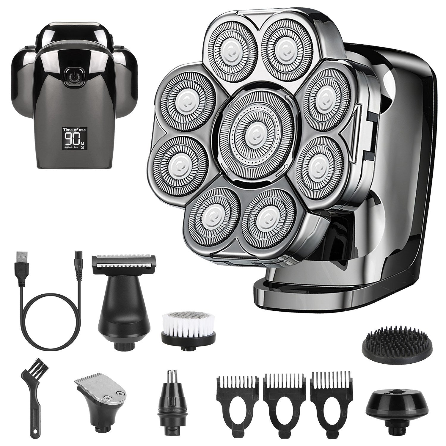 🔥 6-in-1 9D Electric Head Shaver for Men