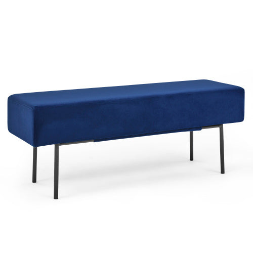 Contemporary Velvet Upholstered Bench – 45" Blue Accent Bench