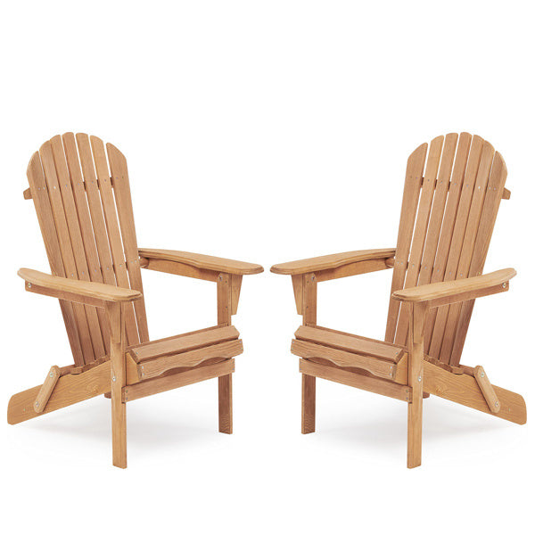 🌲 Wooden Outdoor Folding Beach Chair – 2-Piece Adirondack Set