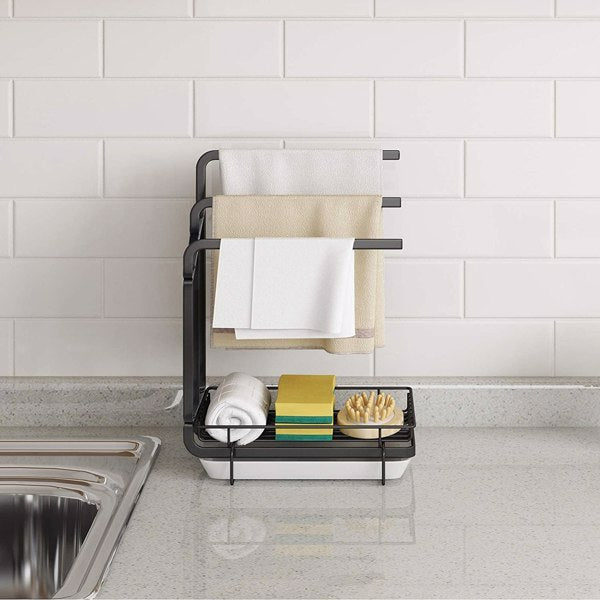 🧽 Kitchen Sink Sponge Rack with Drain Tray – Stainless Steel Organizer