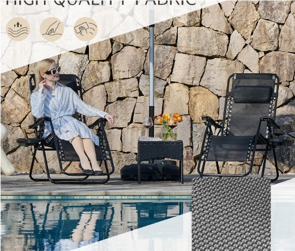 DEAL: Set of 2 Zero Gravity Lounge Chairs – Reclining with Pillow & Cup Holder