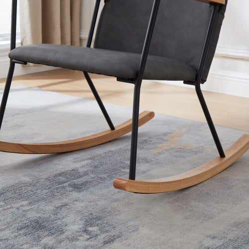 🪑 Modern Rocking Chair with Adjustable Headrest – Dark Grey | Perfect for Nursery, Bedroom, or Living Room