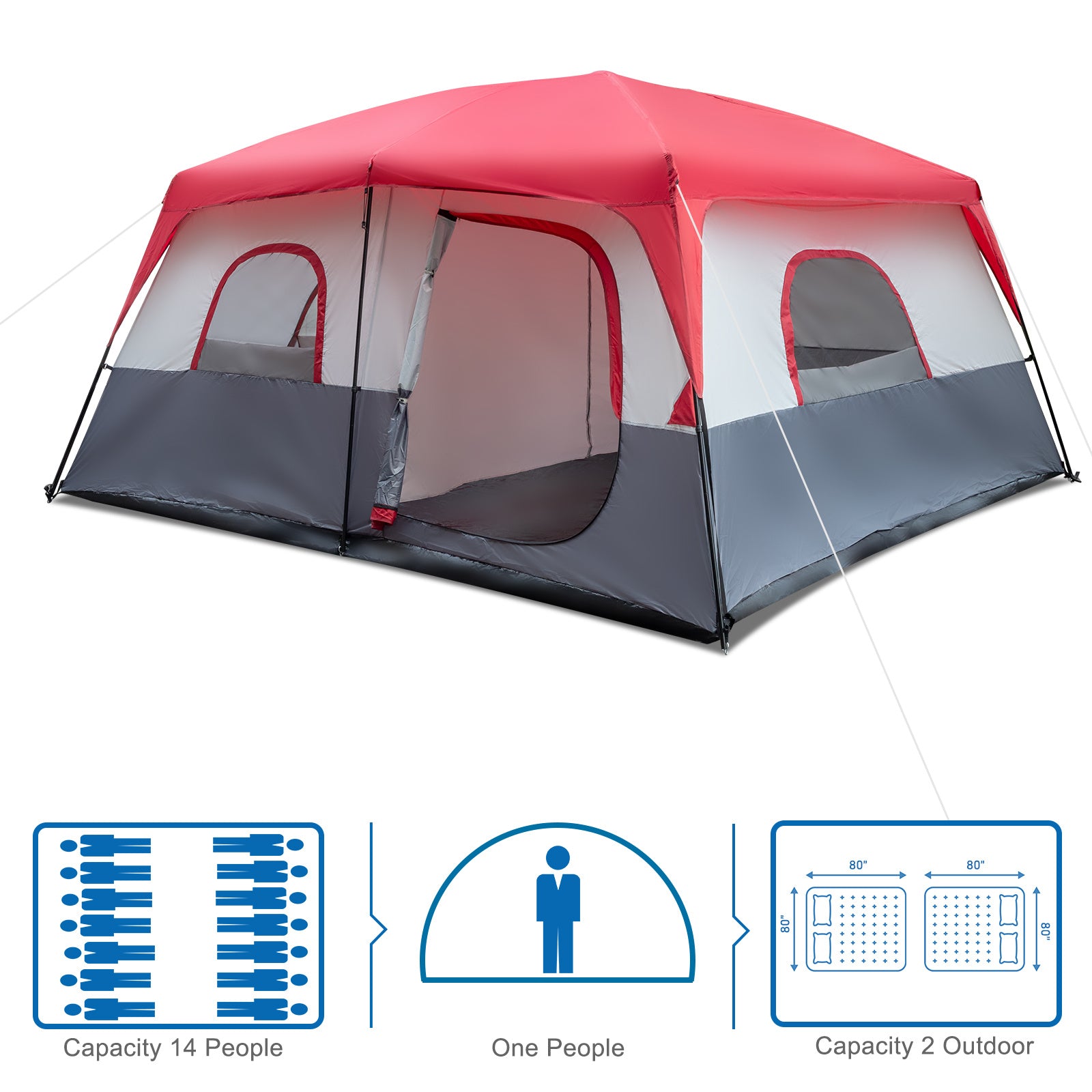 🏕️ 14-Person Family Cabin Tent – Spacious, Durable & Easy to Set Up