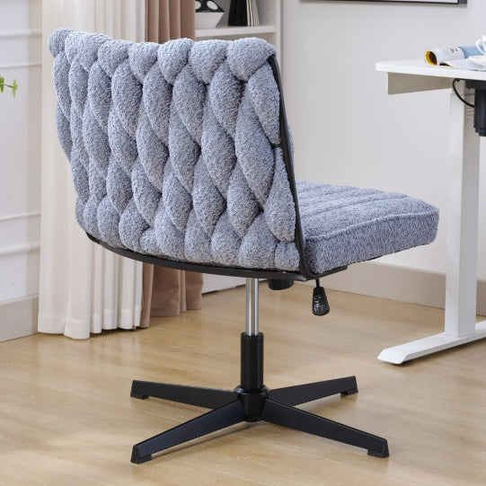 Modern Armless Office Desk Chair – Blue | Ergonomic, No Wheels