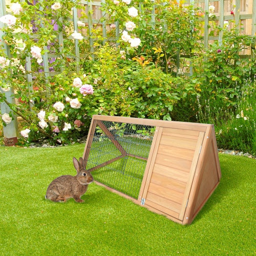 🐰 PawHut 46" Wooden A-Frame Outdoor Rabbit Cage