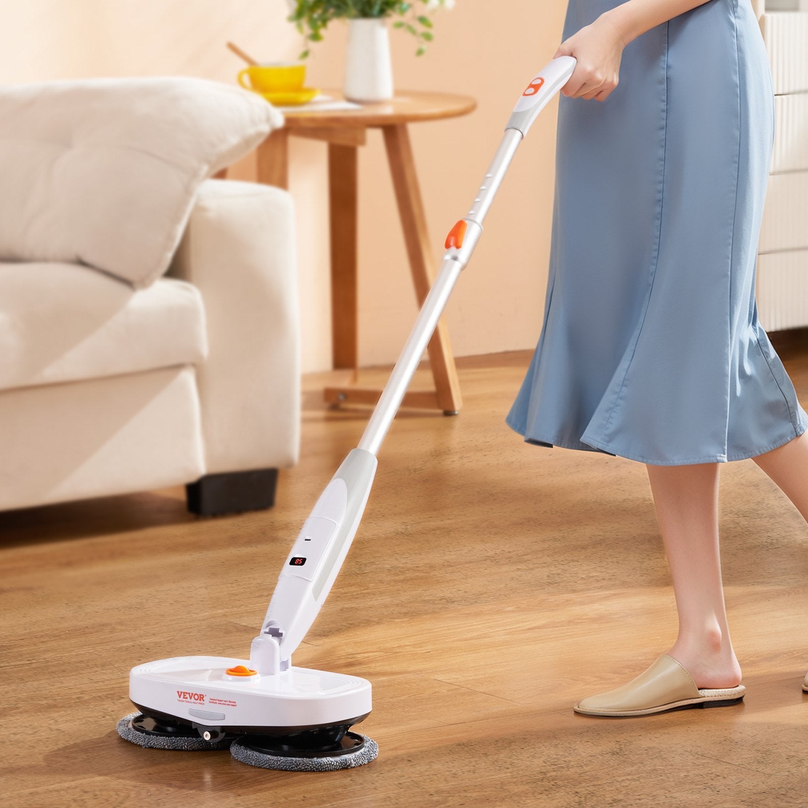 VEVOR Cordless Electric Mop - Dual Spin Mop with LED Light