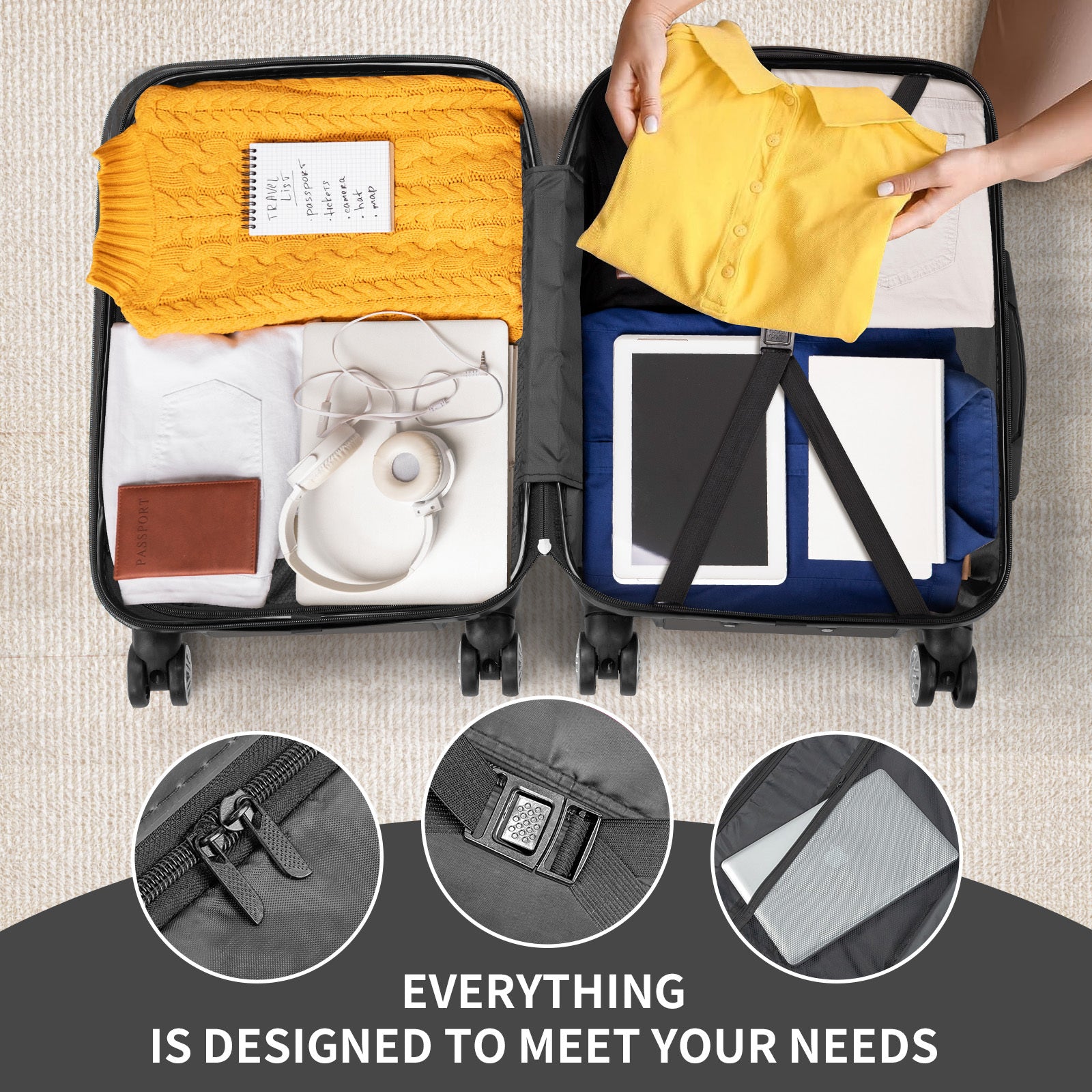 Three-In-One ABS+PC Hard Shell Luggage Set – 20", 24", 28"