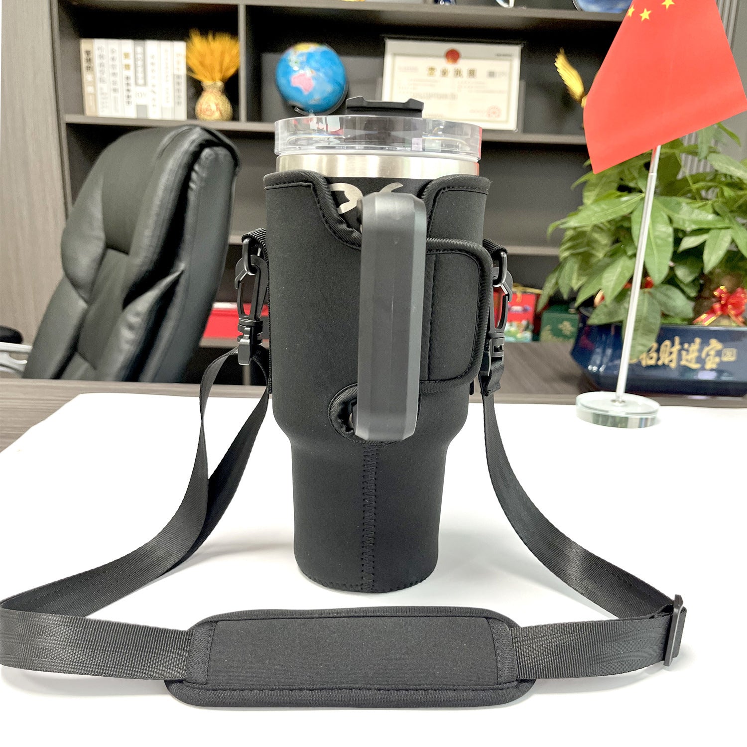 Travel Mug Holder with Shoulder Strap