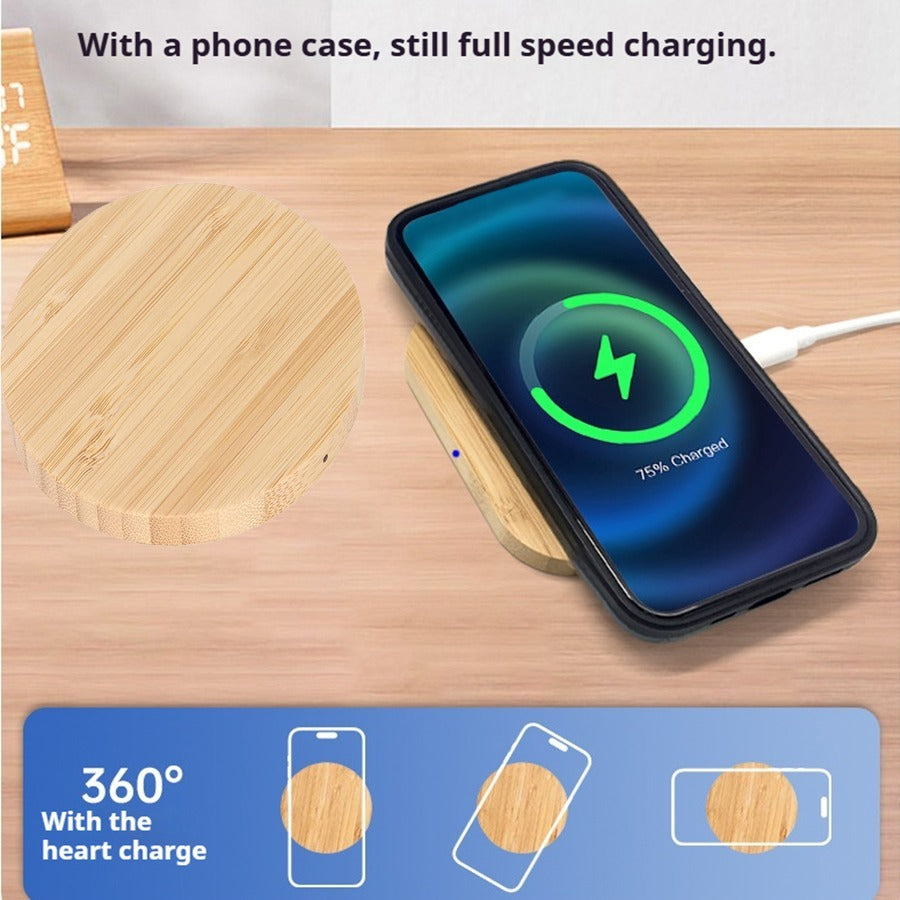 Bamboo Wireless Charging Pad – Eco-Friendly Fast Charger for Smartphones