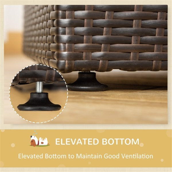 🐾 Outdoor Rattan Dog Bed with Waterproof Canopy