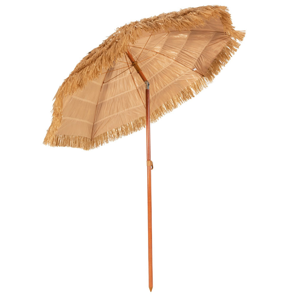 🏖️ 6.5ft Khaki Tiki-Style Beach Umbrella with Tilt Function