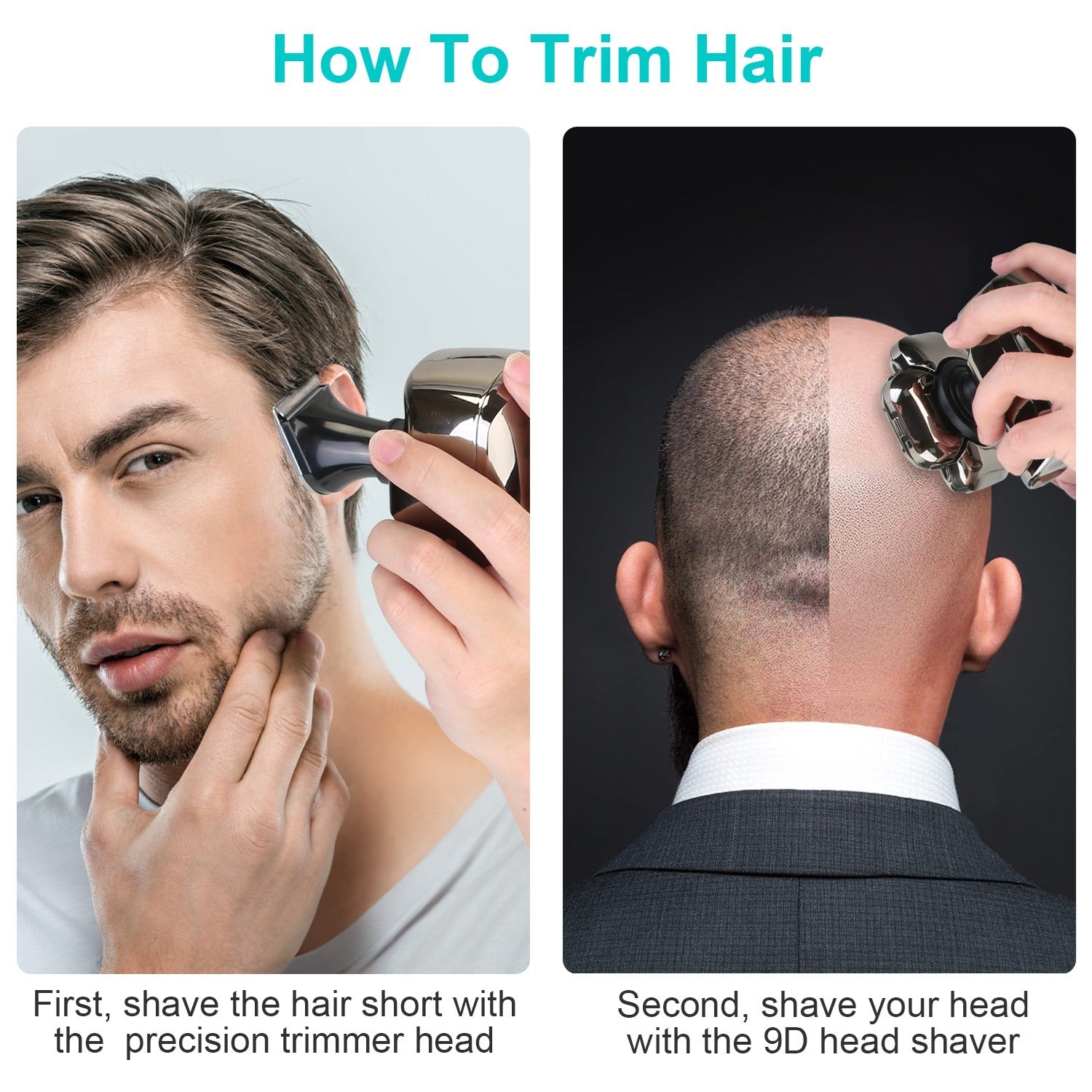 🔥 6-in-1 9D Electric Head Shaver for Men