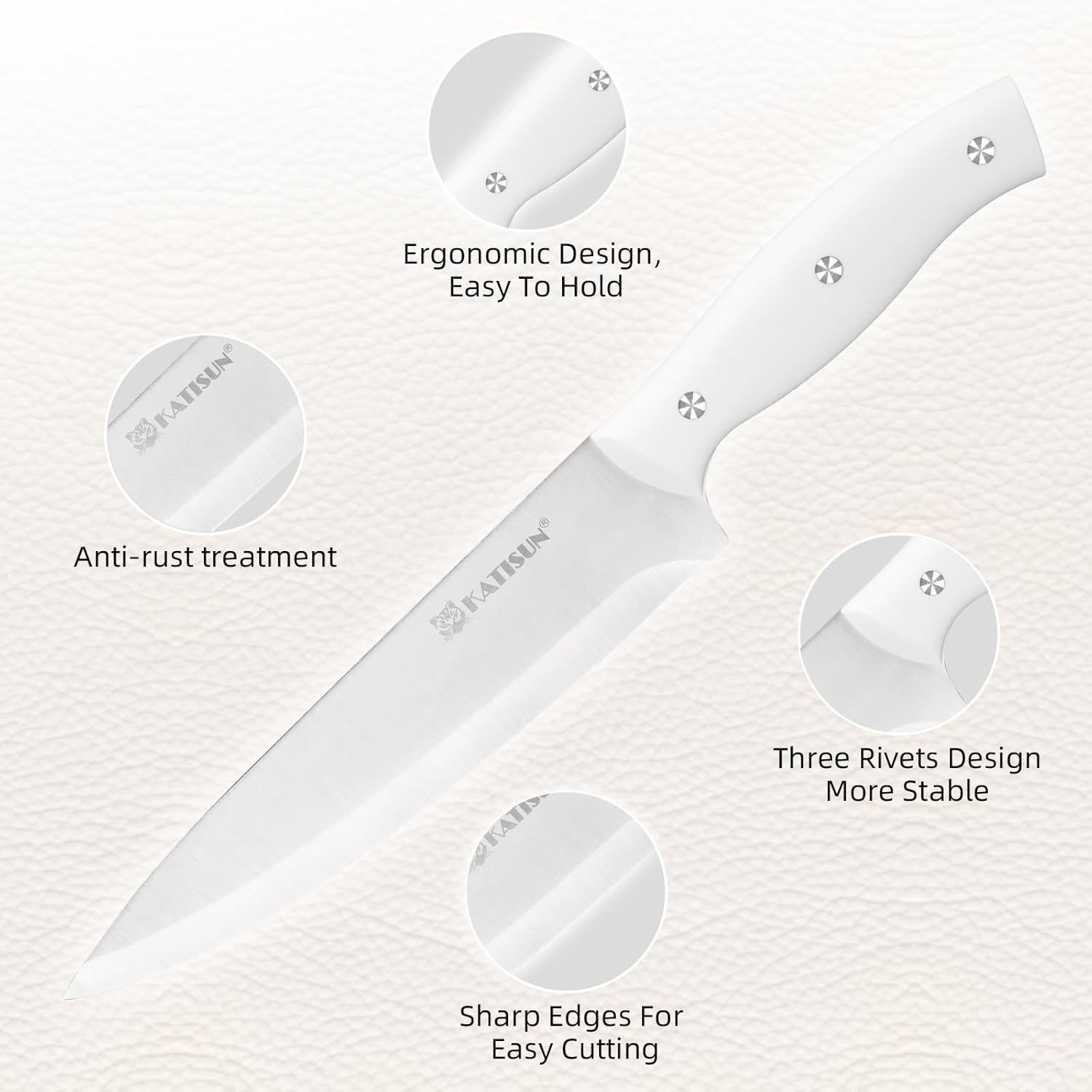 ❄️ 15-Piece Snowy-White High Carbon Stainless Steel Kitchen Knife Set