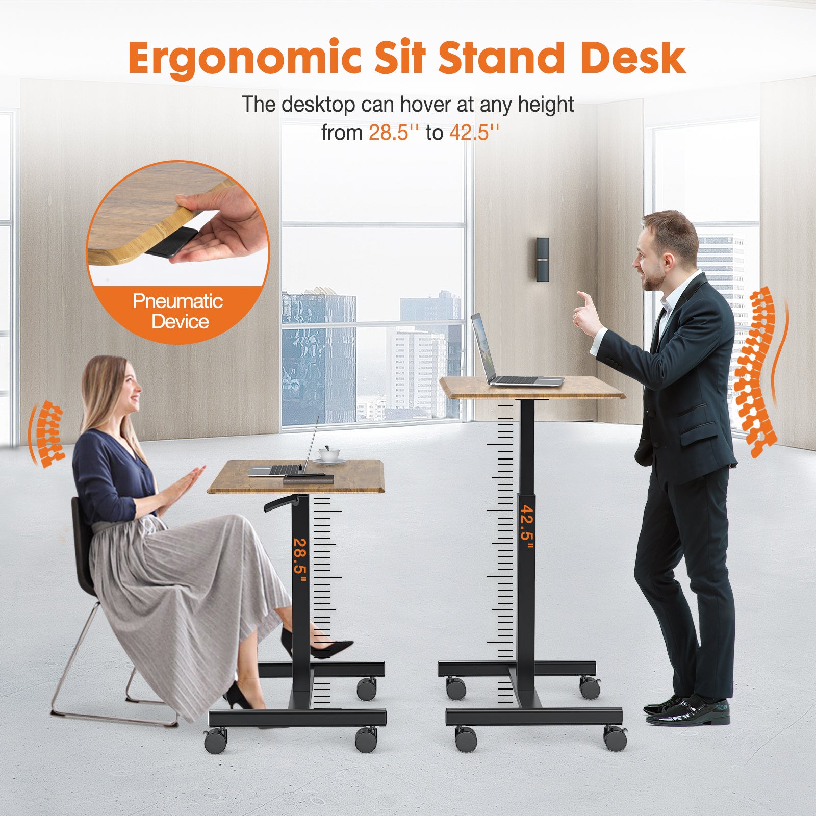 👩‍💻 Adjustable Rolling Desk Laptop Cart