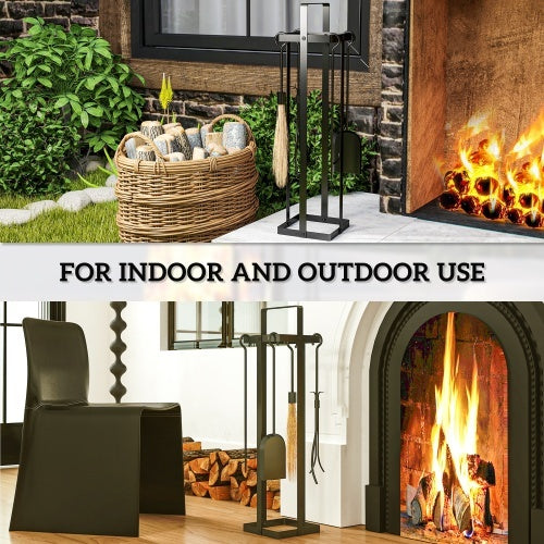 Outsunny 5-Piece Heavy-Duty Fireplace Tool Set – Indoor/Outdoor