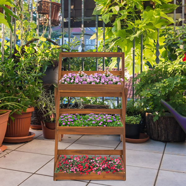 78x55x76.5cm Three-layer Acacia Wood Planting Flower Stand