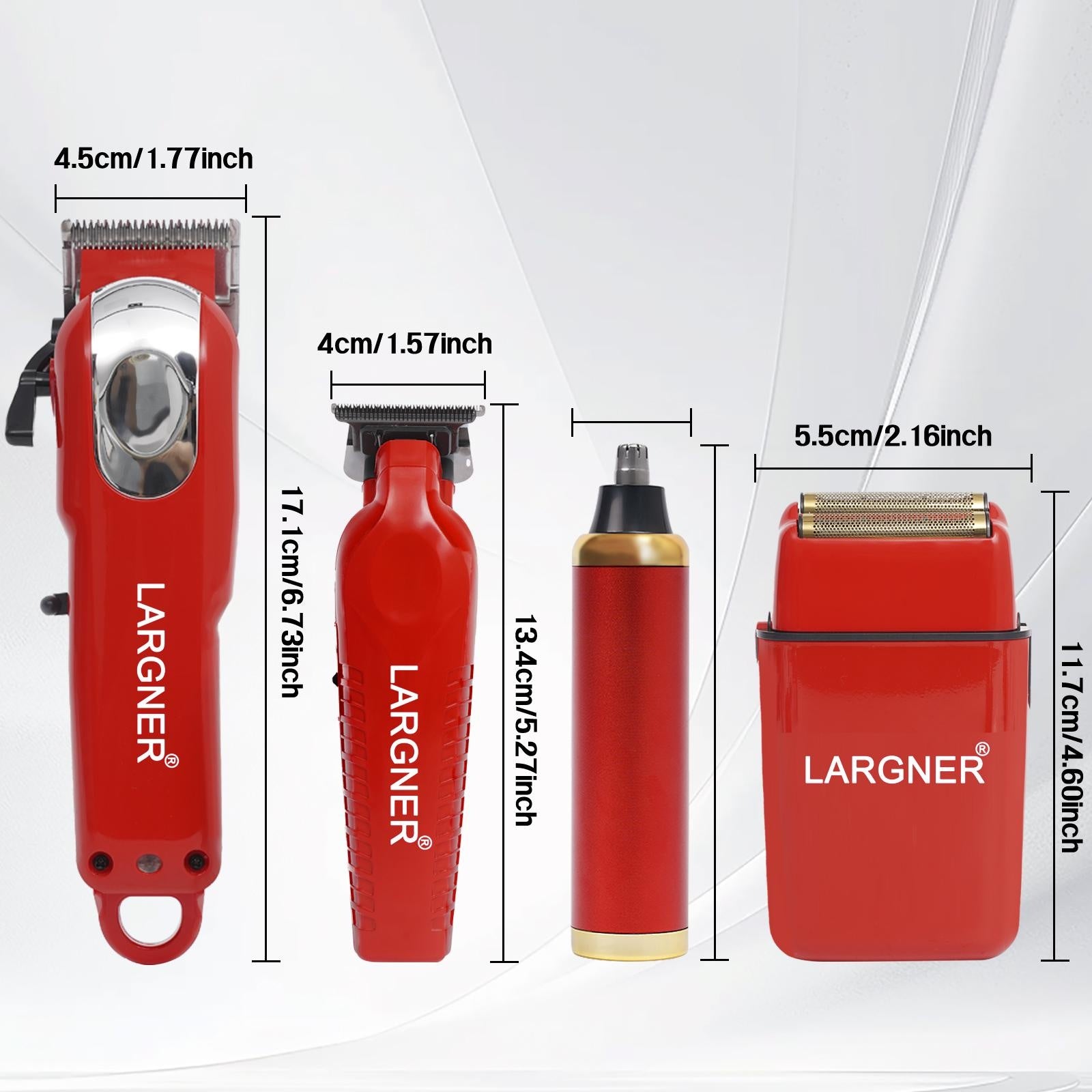 🔴 LARGNER 4-in-1 Grooming Set for Men – Red Edition
