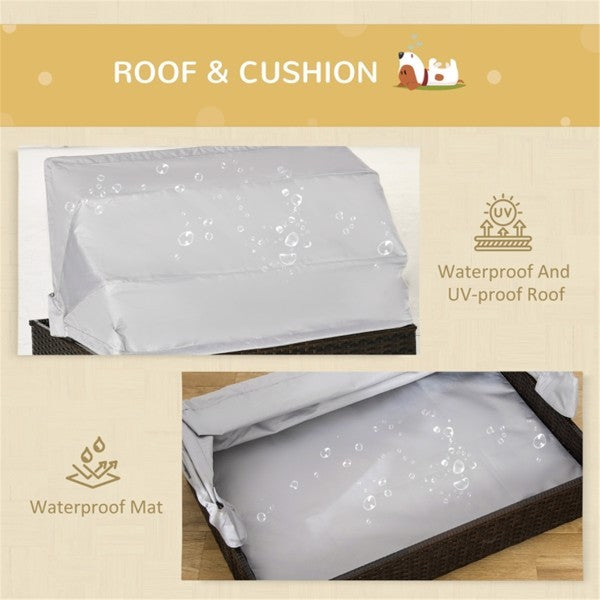 🐾 Outdoor Rattan Dog Bed with Waterproof Canopy