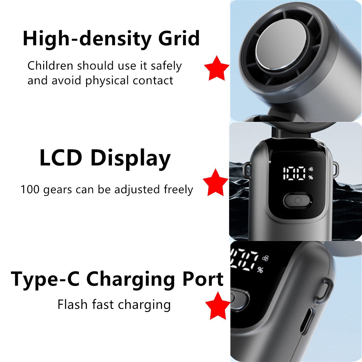 ❄️ Handheld Fan with Ice Cooling – Rechargeable High-Speed Personal Cooling Fan