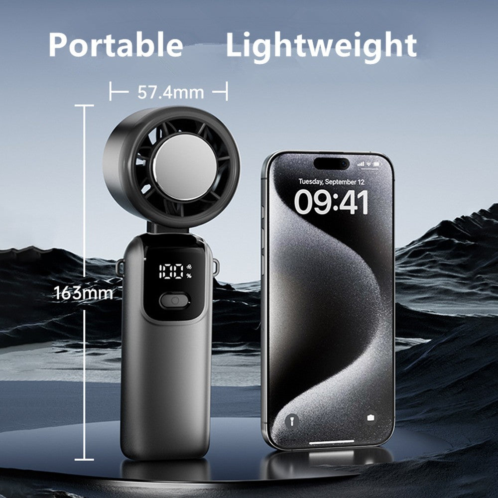 ❄️ Handheld Fan with Ice Cooling – Rechargeable High-Speed Personal Cooling Fan