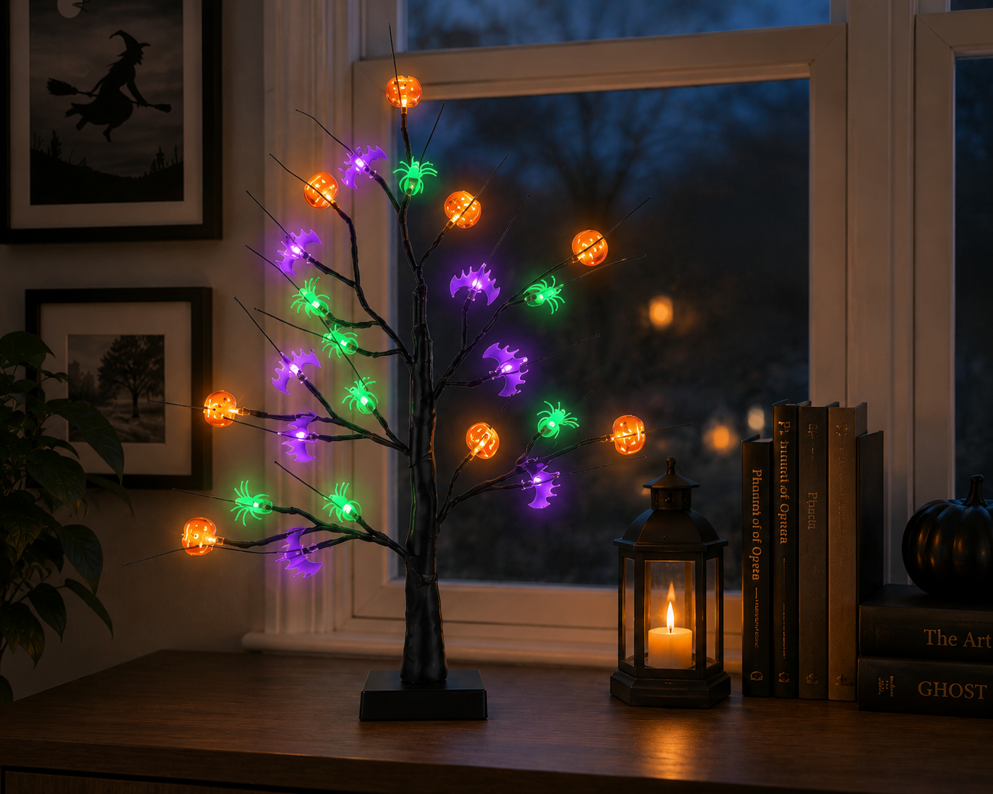 🎃 2-Pack Lighted Halloween Trees – Spooky Tabletop Décor with LED Lights