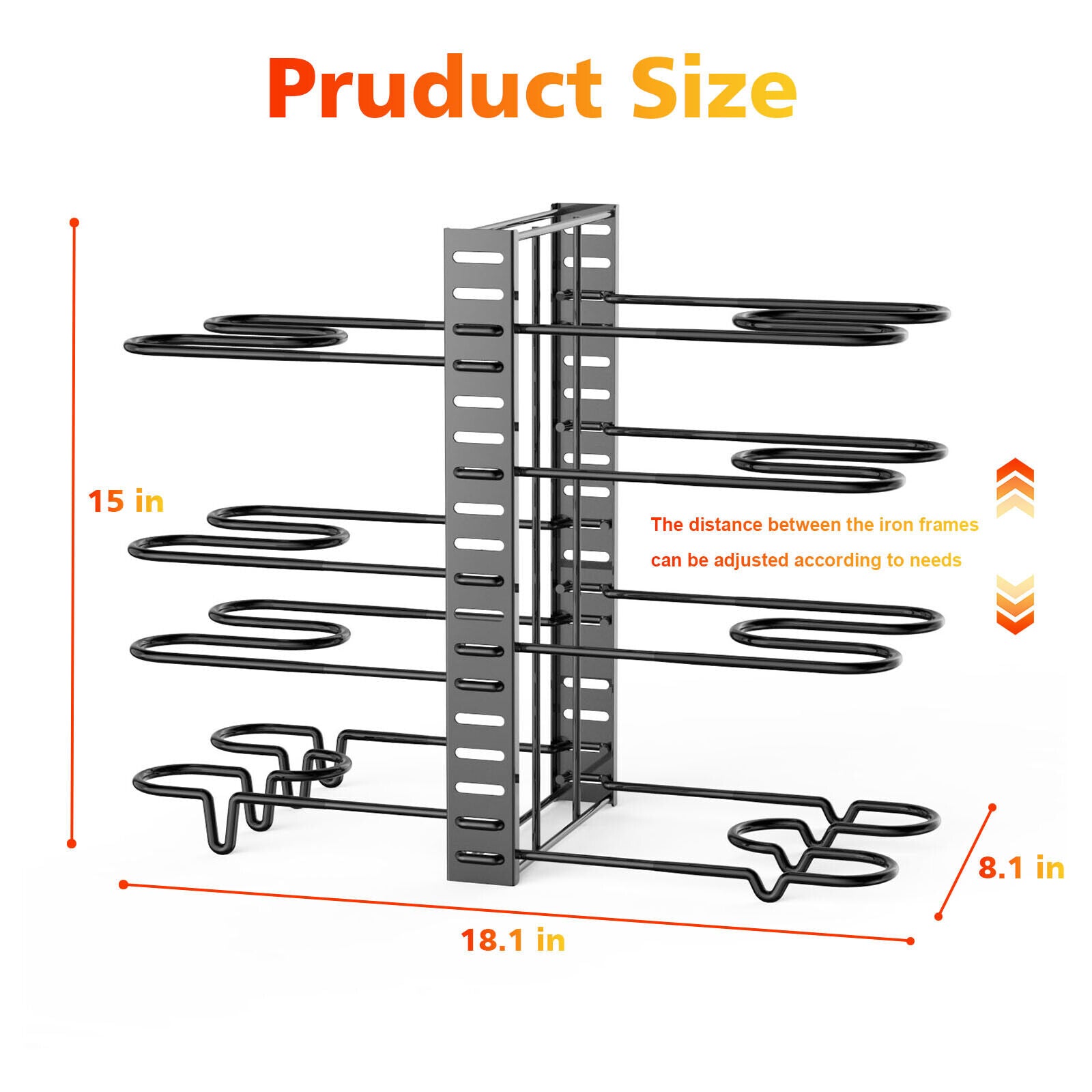 🍳 8‑Tier Adjustable Pot & Pan Organizer Rack